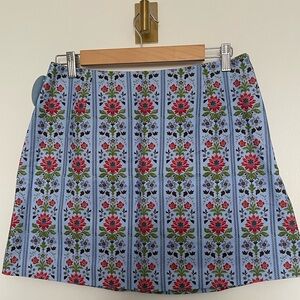 Hill House Home The Hallie Skirt - Blue Floral Block Stripe Size M